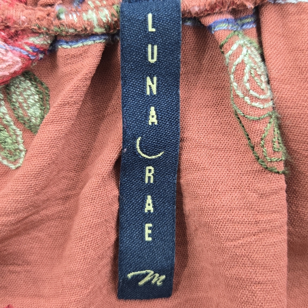 Luna Rae Orange Embroidered Floral Sleeveless Ruffle Layer Top Size Medium - Picture 3 of 8